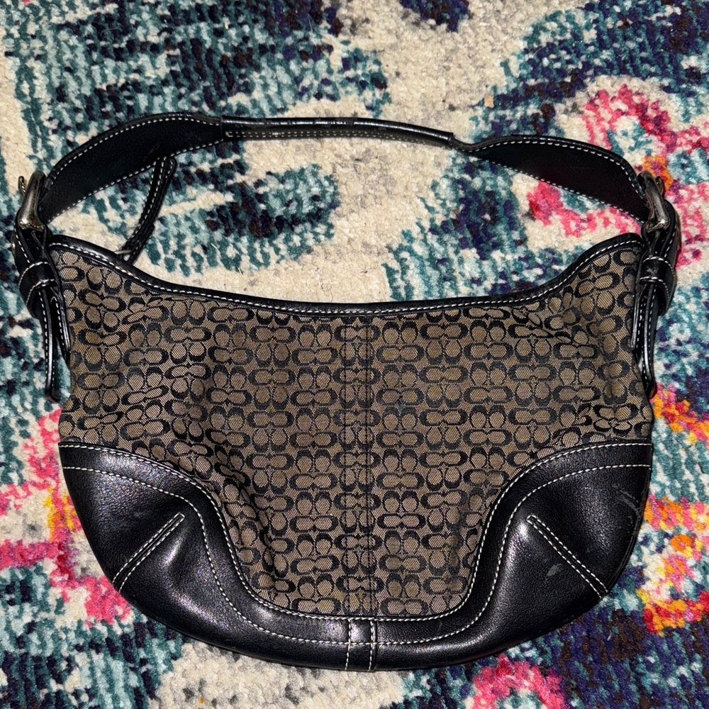 Chic Black and Brown Shoulder authentic COACH Bag